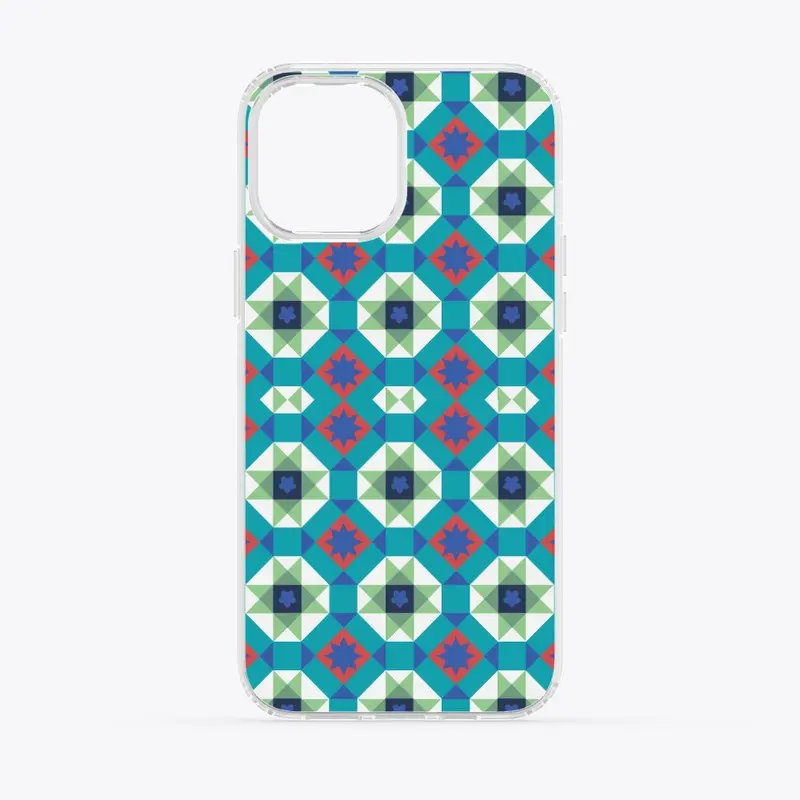 Turquoise and Red Geometric Pattern 