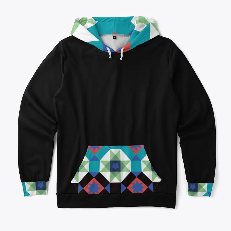 Turquoise and Red Geometric Pattern 