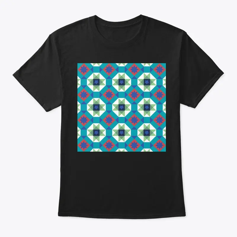 Turquoise and Red Geometric Pattern 