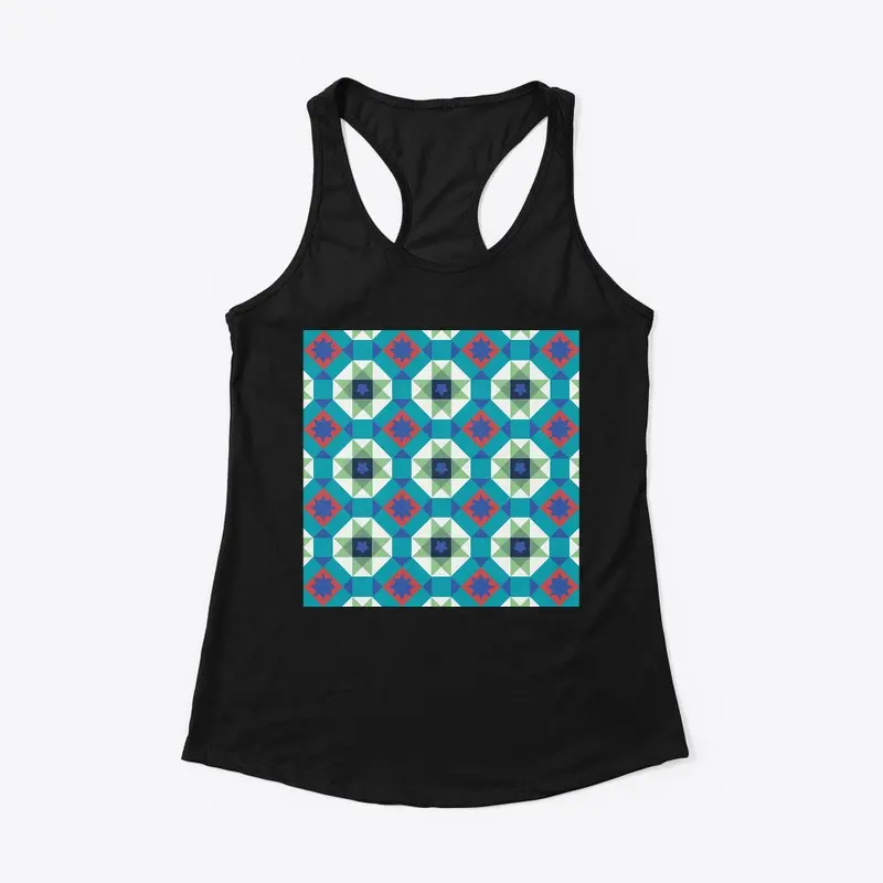 Turquoise and Red Geometric Pattern 